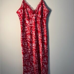 Adonna Red and White Lace Trim Slip Valentines Slip